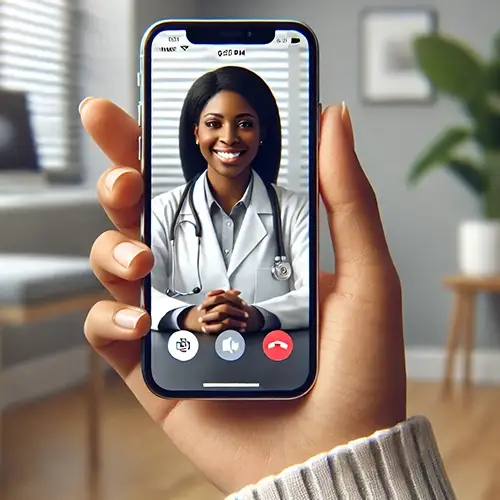 woman on telehealth call